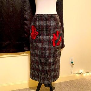 NEW! WOOL LINED PLAID PENCIL SKIRT
